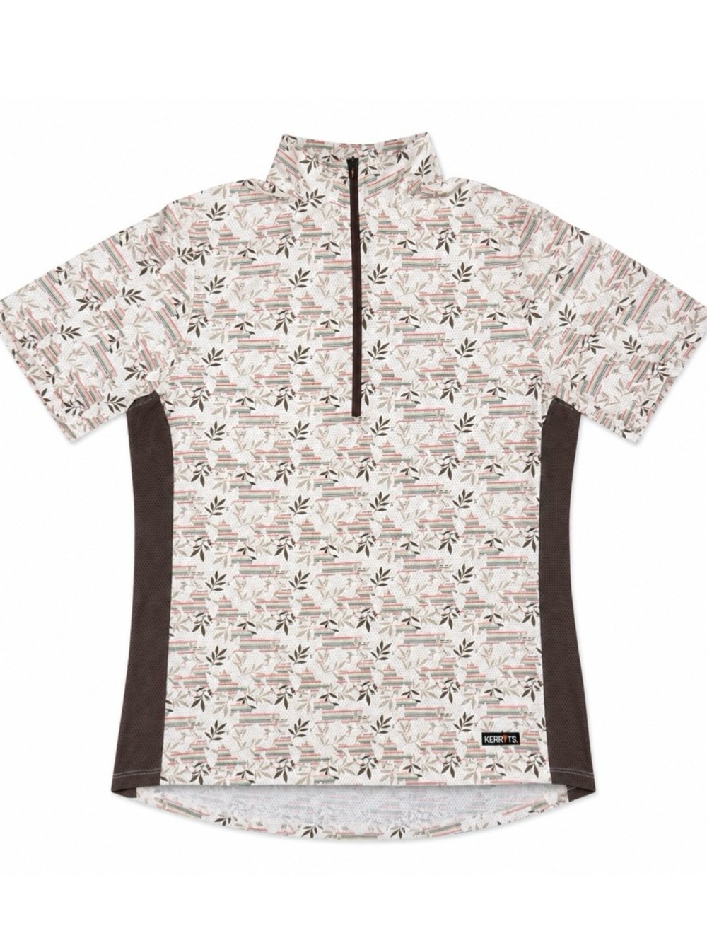 Kerrits Cool Ride Ice Fil Short Sleeve Shirt Brown Equestrian Print Size M